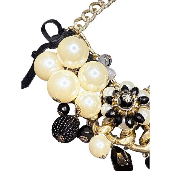 Monet Pearl, Gold, and Black Statement Necklace - Picture 4 of 9